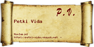 Petki Vida névjegykártya